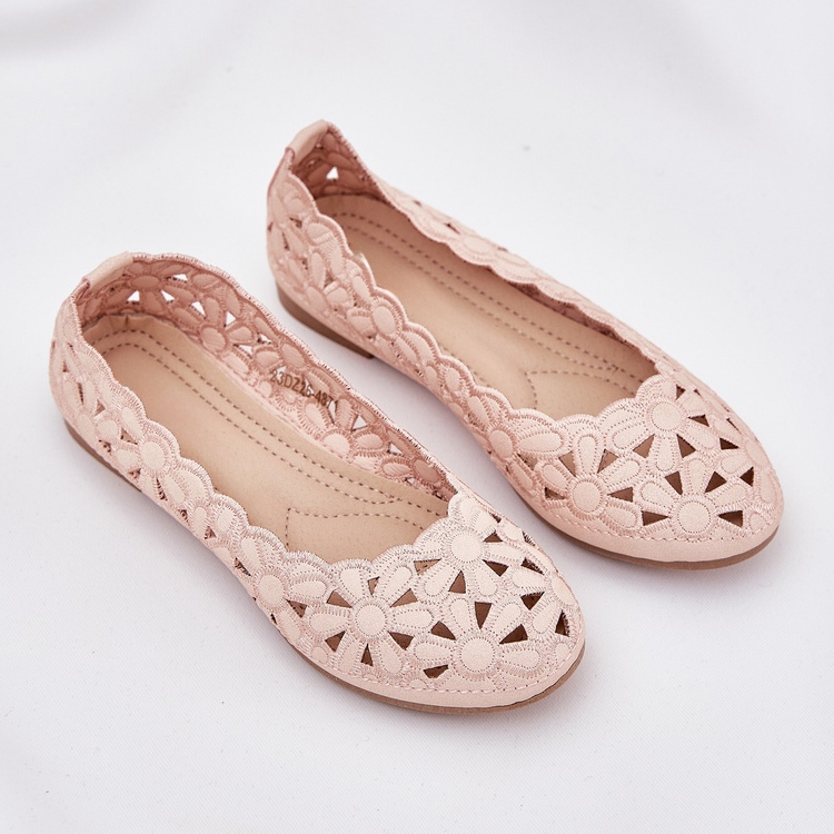 Openwork dětské baleríny s růžovým třpytem 2