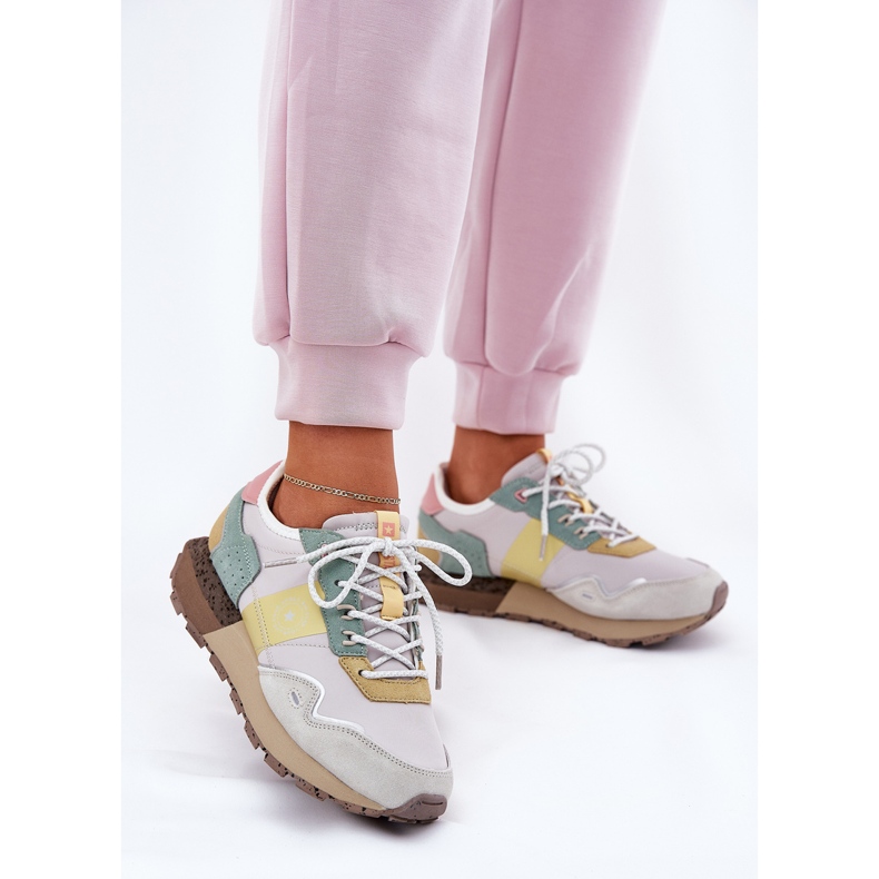 Dámské semišové tenisky Big Star RR274244 Hi-Polish Grey-Yellow System šedá 2