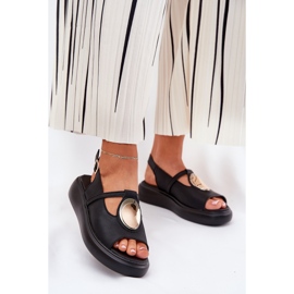Kožené elegantní dámské sandály S.Barski Gr51-603 Černá černý 2