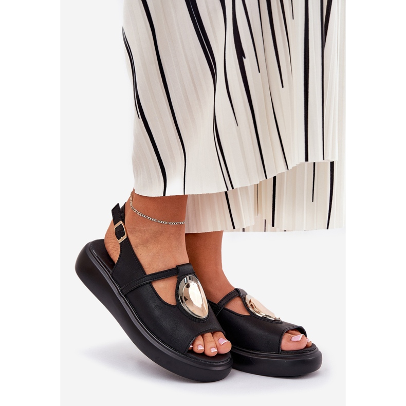 Kožené elegantní dámské sandály S.Barski Gr51-603 Černá 1