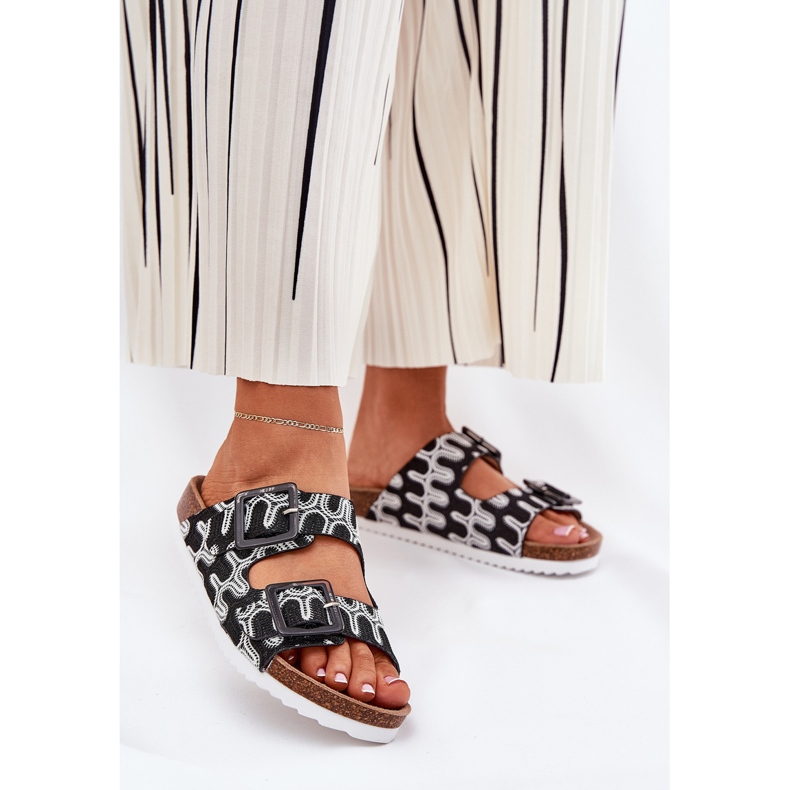 S.Barski Dámské žabky s přezky a třpytky S. Barski RB51-006 Black černá 2