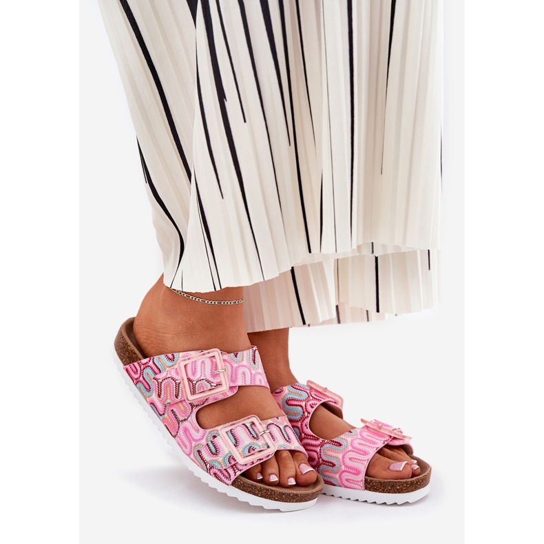 S.Barski Dámské žabky s přezky a třpytky S. Barski RB51-006 Pink růžový 1