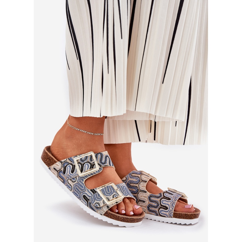 S.Barski Dámské žabky s přezky a třpytky S. Barski RB51-006 BEIGE béžový 1