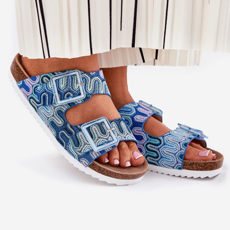 S.Barski Dámské žabky s přezky a třpytky S. Barski RB51-006 Blue modrý 1