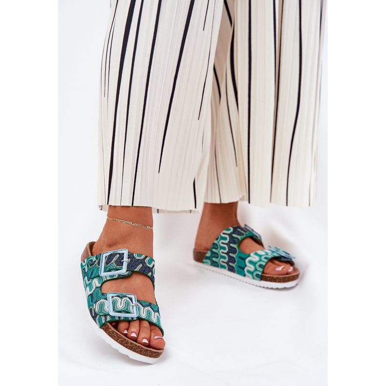 Dámské žabky s přezky a třpytky S.Barski RB51-006 Green zelená 2