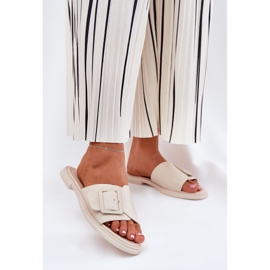 S.Barski Dámské kožené žabky s D&A SJ2302-01 Béžovou sponou béžový 2 S.Barski Dámské kožené žabky s D&A SJ2302-01 Béžovou sponou béžový 2