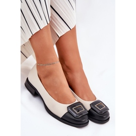 S.Barski Kožené baleríny s dekorací D&amp;A MK51-059 BEIGE béžový 1