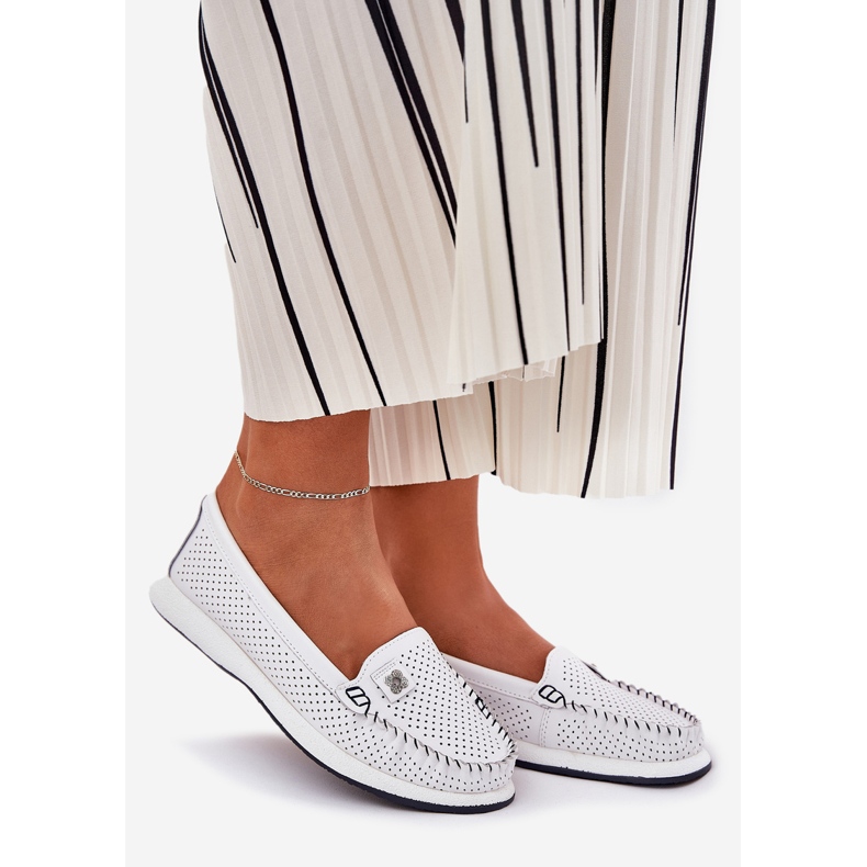 S.Barski Dámské kožené mokasíny S. Barski LR51-673 WHITE bílý 1