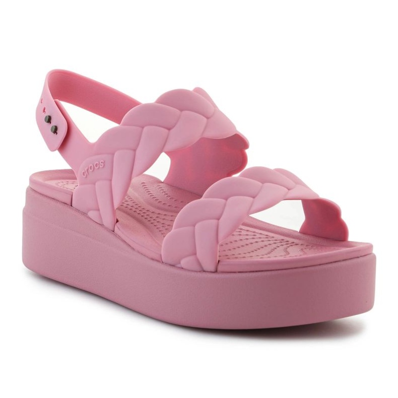 Crocs Brooklyn tkaný sandály s nízkým klínem 209977-6xx růžový 1