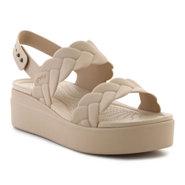 Crocs sandály Brooklyn Woven Low Wedge 209977-212 béžový 1