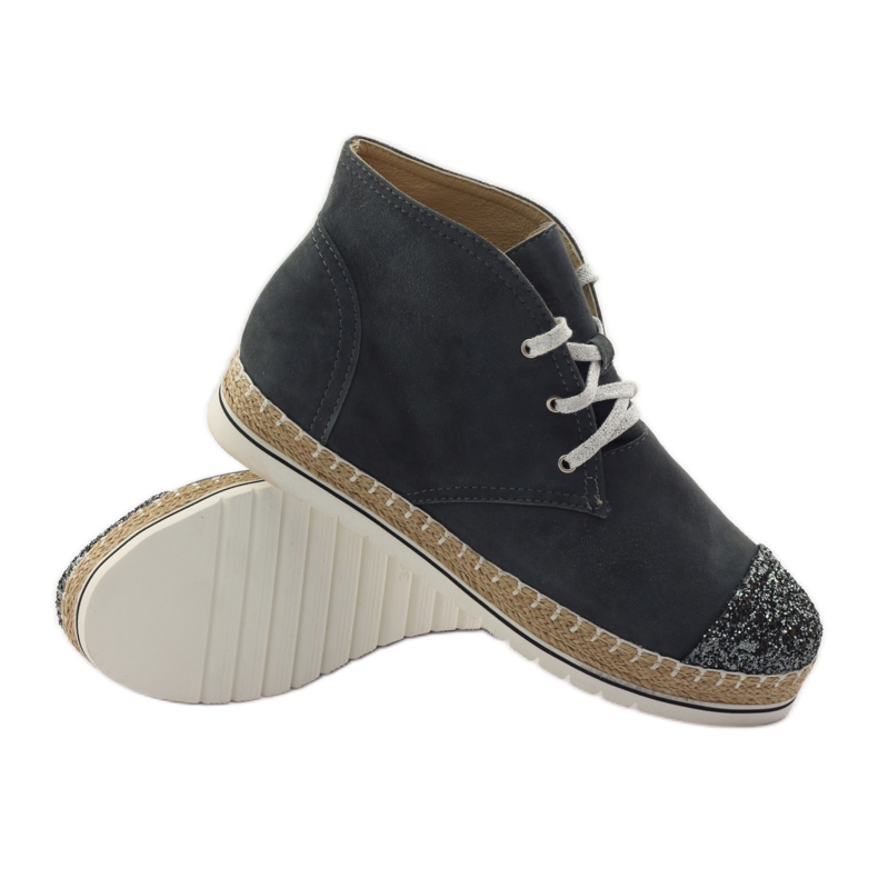 Dámské kožené espadrilky, šedá/stříbrná, Neścior 3