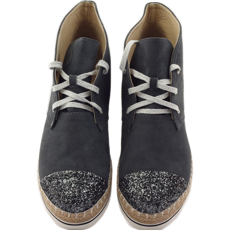 Dámské kožené espadrilky, šedá/stříbrná, Neścior 4