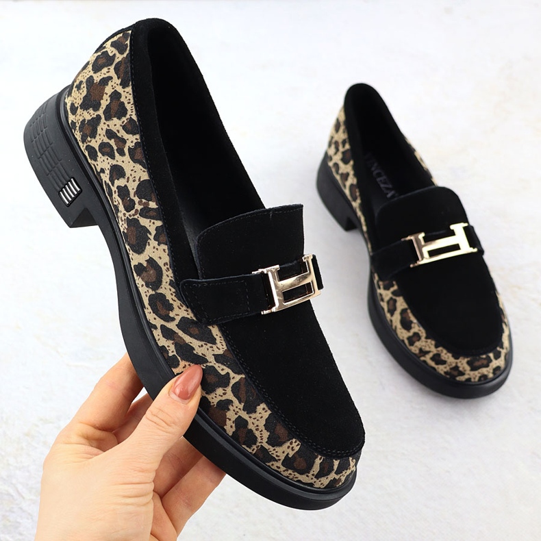 Lordy Leather Leopard Shoes Lords Black Vinceza 66791 černá 1