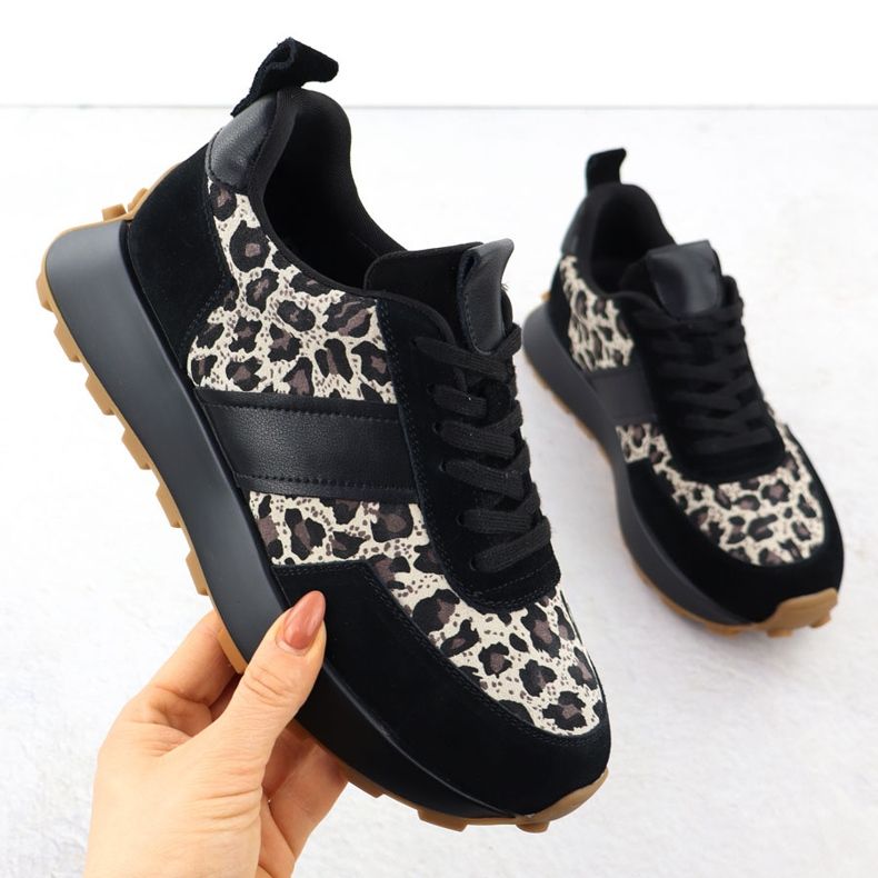 Kožené tenisky na platformě Black Leopard Vinceza 66793 černý 1
