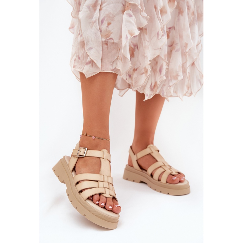 Dámské sandály na ekologické kůži na platformě Beige béžový 2