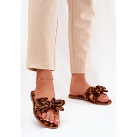 Ploché dámské žabky s lukem hnědý 2 Ploché dámské žabky s lukem hnědý 2