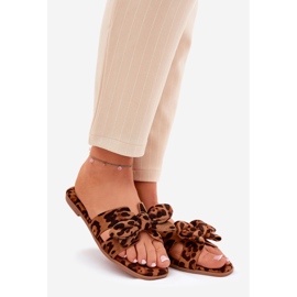 Ploché dámské žabky s lukem hnědý 1 Ploché dámské žabky s lukem hnědý 1