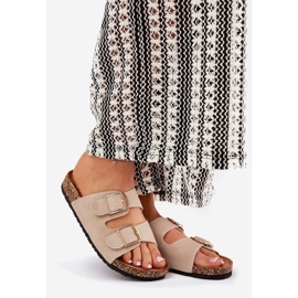 Dámské žabky na plošinu Cork se zlatými svorkami béžové béžový 1 Dámské žabky na plošinu Cork se zlatými svorkami béžové béžový 1