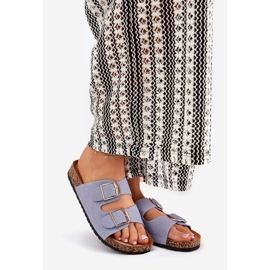 Dámské žabky na plošinu Cork se zlatými spony modrou modrý 1 Dámské žabky na plošinu Cork se zlatými spony modrou modrý 1