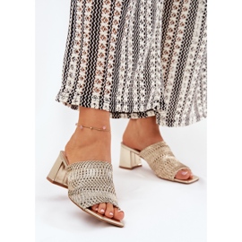 Dámské žabky se zlatými podpatky 2