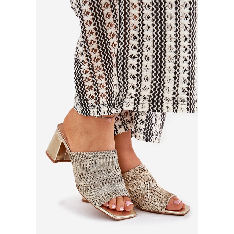 Dámské žabky se zlatými podpatky 1