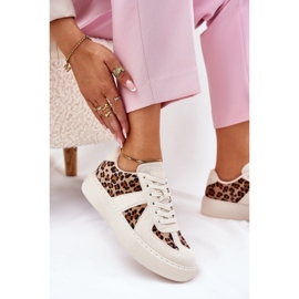 Dámské tenisky s leopardským tiskem na platformě Beige béžový 6