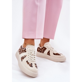 Dámské tenisky s leopardským tiskem na platformě Beige béžový 2
