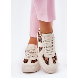 Dámské tenisky s leopardským tiskem na platformě Beige béžový 3