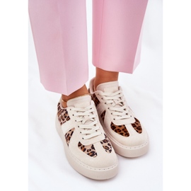 Dámské tenisky s leopardským tiskem na platformě Beige béžový 5