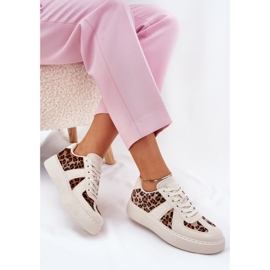 Dámské tenisky s leopardským tiskem na platformě Beige béžový 7