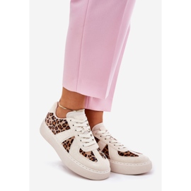 Dámské tenisky s leopardským tiskem na platformě Beige béžový 1