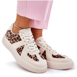 Dámské tenisky s leopardským tiskem na platformě Beige béžový 9