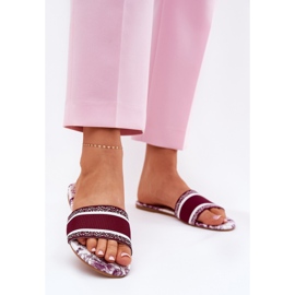 Patrouched Flat Women's Burgundsko pantofle červený 2