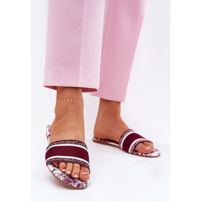 Patrouched Flat Women's Burgundsko pantofle červený 2