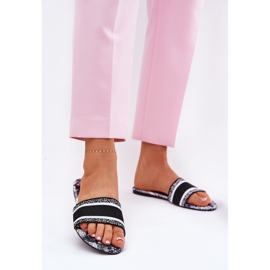 Vzorované ploché dámské klapky černé černá 2