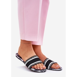 Vzorované ploché dámské klapky černé černá 1
