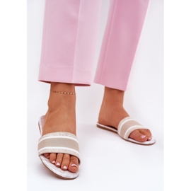 Patruched Flat Beige Women's Stippers béžový 2