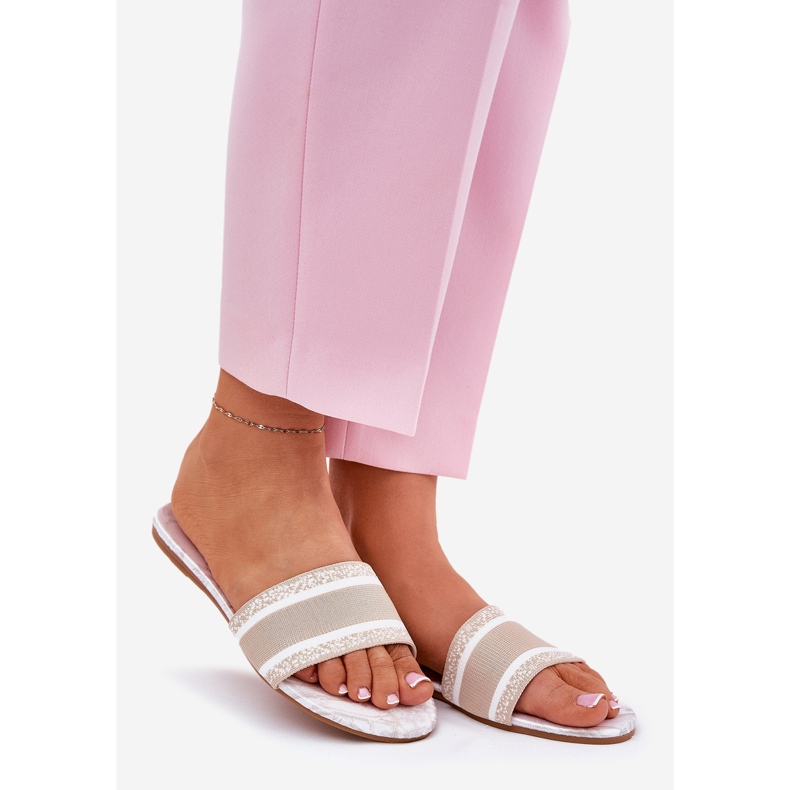 Patruched Flat Beige Women's Stippers béžový 1