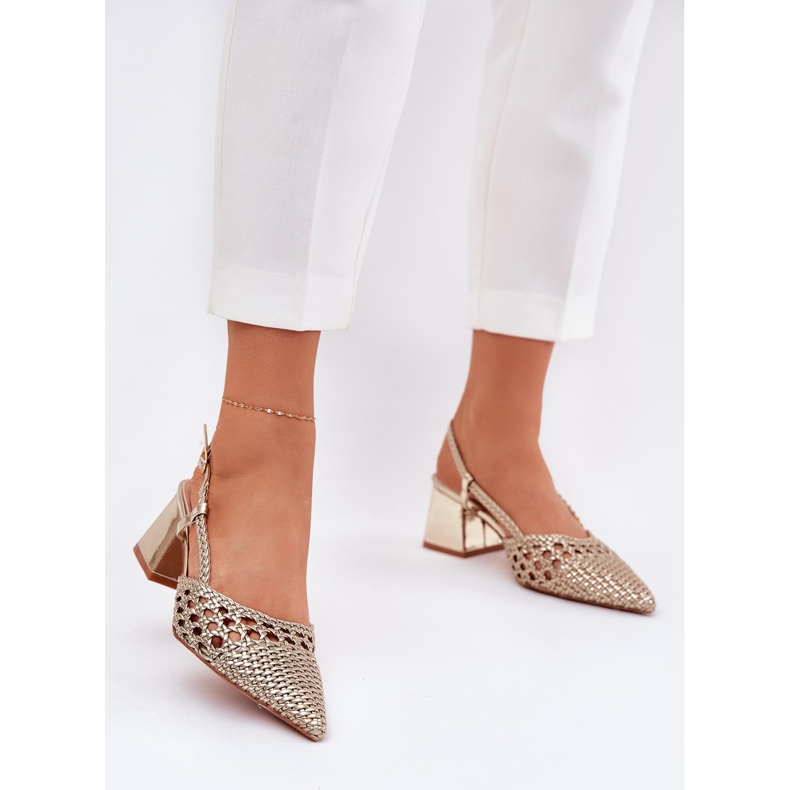 Baleríny s plochým napěťovým cop zlatý 2