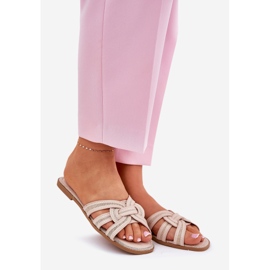 Ploché ženské žabky s béžovými ohromujícími pruhy 1