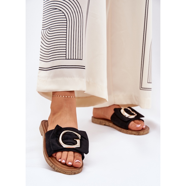 Ploché dámské žabky s dekorativními detaily černé černá 2