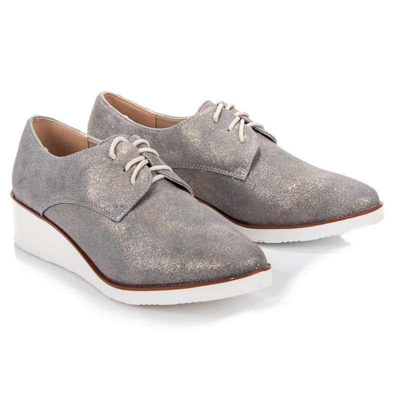 Vinceza Vázané klínové podpatky šedá 1