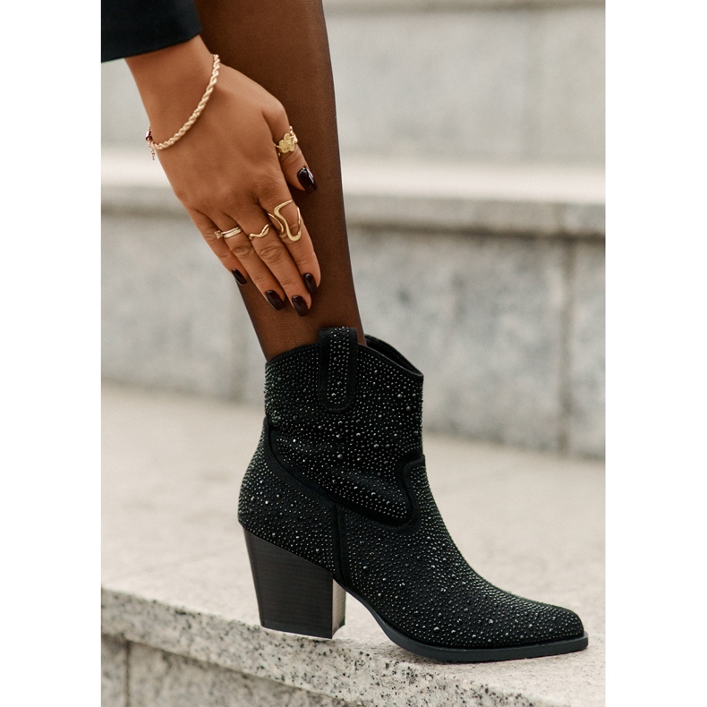 Zdobené ženské boty s vysokými podpatky s nástroji v Spitz S.Barski Hy42-121 Black černá 6