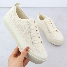 Tenisky s nízkým dámským tenisky s krajkou Beige Big Star RR274746 béžový 1