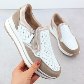 Kožené sportovní boty tenisky bílé filippo dp6777 bílý 1