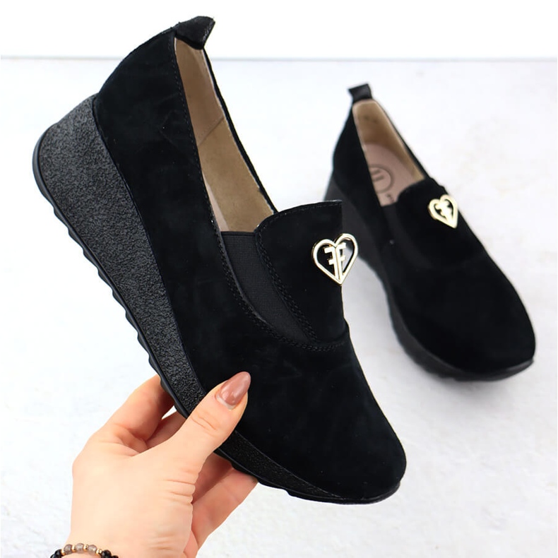 Kožené boty pro Wedge Black Filippo DP6786 černá 1 Kožené boty pro Wedge Black Filippo DP6786 černá 1