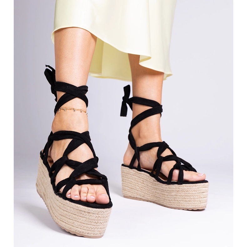 Black Espadrilles na vysoké platformě černá 1