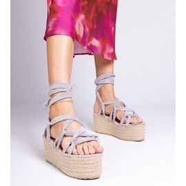 Šedé sandály Espadrilles na vysoké platformě šedá 1 Šedé sandály Espadrilles na vysoké platformě šedá 1