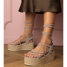 Šedé sandály Espadrilles na vysoké platformě šedá 1