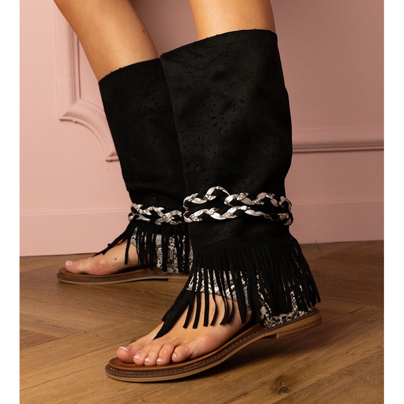 Sandály s černými dámskými s horním černá 2